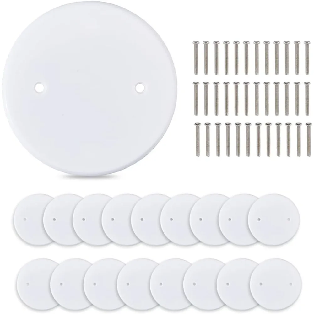 18Pcs Wall Hole Cover Ceiling Cover Plate Flat Round Ceiling Plate Circle Wallplate with 36pcs Screws to Making Kit