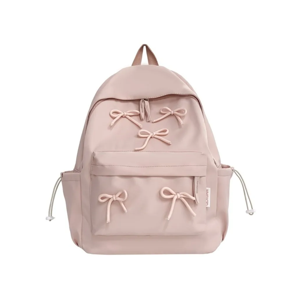 

New Large Capacity Bow Backpack Solid Color Zipper Girls Backpack Bow decoration Travel Bag Students
