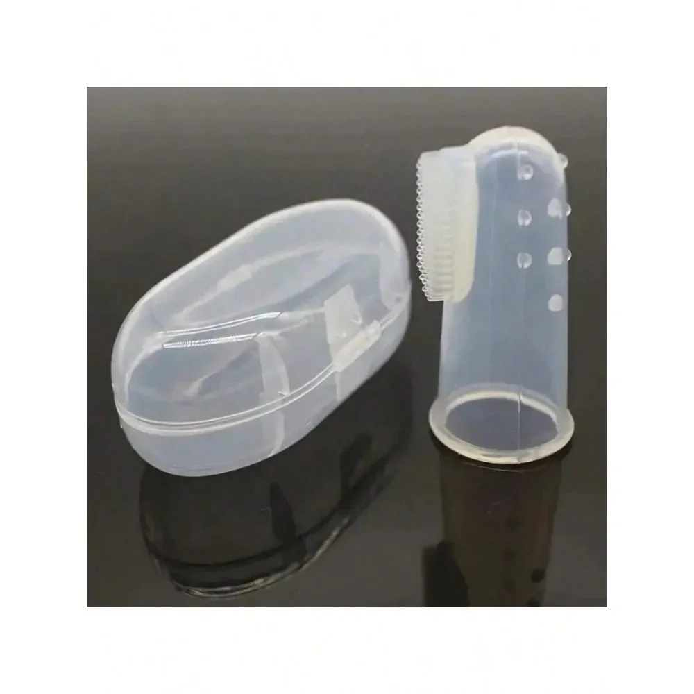 개와 고양이용 애완동물 손가락 칫솔 1개 - 호흡 관리 및 잇몸 건강을 위한 부드러운 실리콘 브러시, 휴대용, 상자 포함 안내