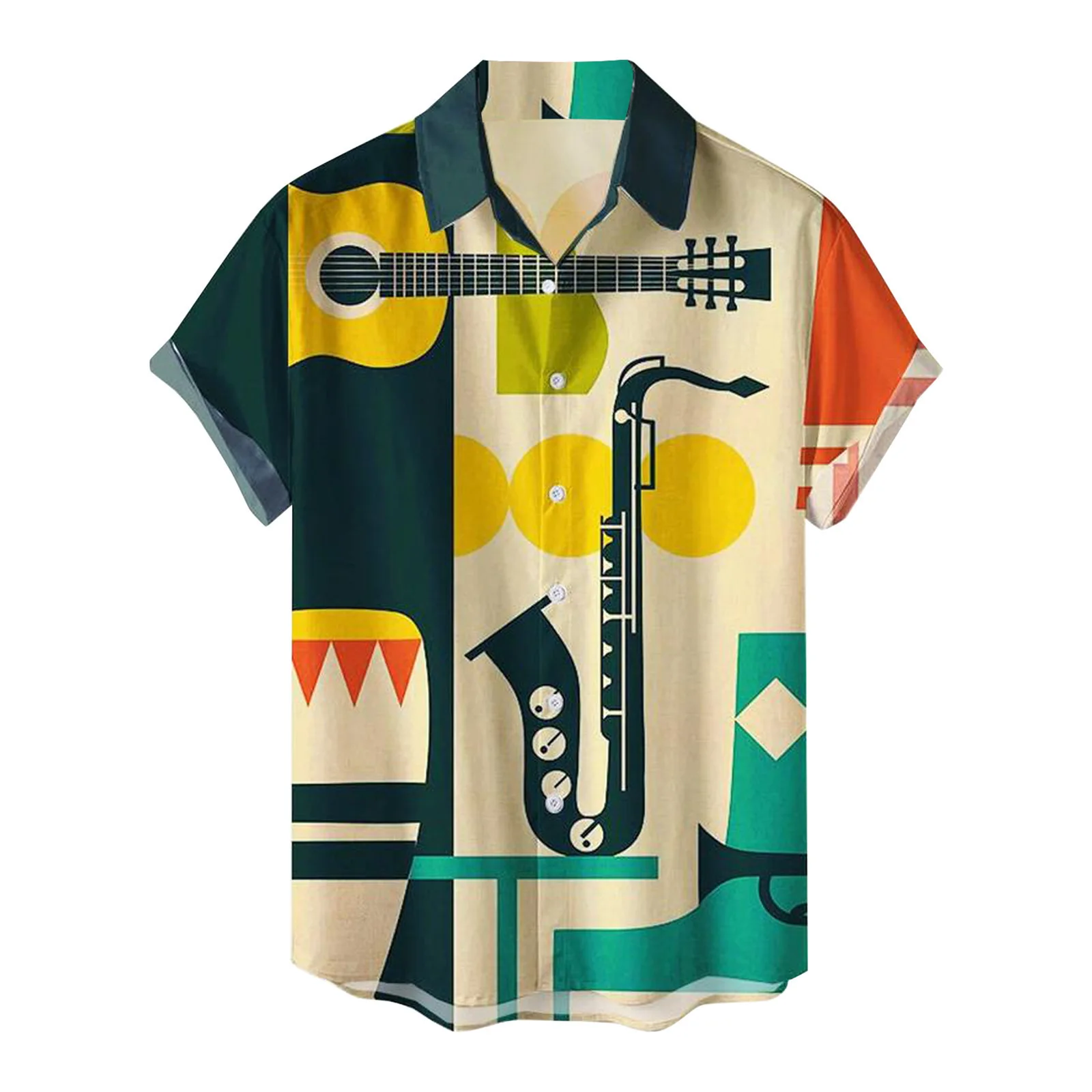 2026 Summer New Hawaii Fashion Vacation Color Printed Casual Collar Short Sleeved Shirt for Men