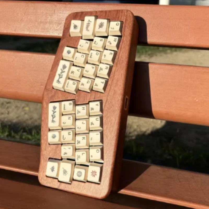Qaz Alice Walnut 46keycaps Kit Keyboard Mekanis Pelat FR4 Kustom Tombol Perubahan Lotlab Hot-swap Bluetooth Berkabel untuk Set Tangan