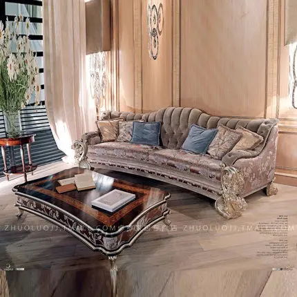 European Luxury Four Person Solid Wood Carving Villa Living Room Large Multi Person Cloth Large Family Furniture