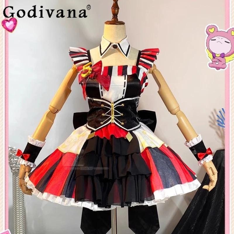 Costume cosplay da donna rosso e nero Cos Costume cosplay Set completo di costume da canto per ragazze Lolita Anime Abito uniforme da festa di Halloween