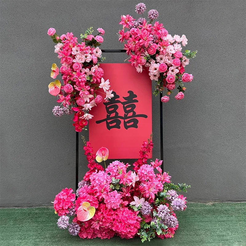 

Rose Style Artificial Flower Backdrop Wedding Decoration Hanging Flower Row Floor Flower Row Road Lead Decor Floral Arrangement