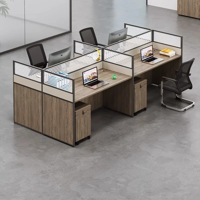

Simple modern staff table and chair combination, financial screen business double single staff office station