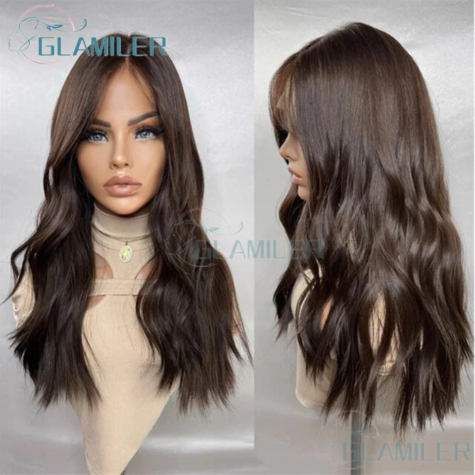 Dark Brown Body Wave 13x4 Silk Base Lace Front Wigs Human Hair Chocolate Brown 360 Full Lace Wigs Human Hair for Women Full End