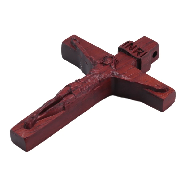 Jesus Cross Wooden Necklace Jesus Cross Necklace Crucifix Wood Pendant Necklaces For Men Woman Black Sweater