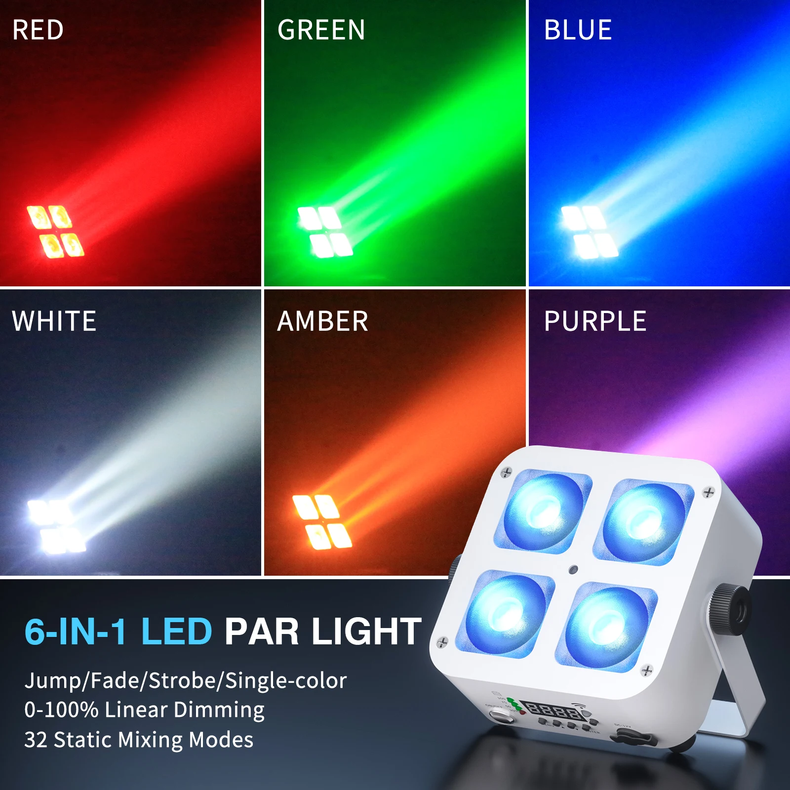 U'King 1/2/4 قطعة قابلة للشحن RGBWA + UV 4-LED الاسمية ضوء 4X15W الأبيض مربع Uplight 5200mAh بطارية DMX ضوء المرحلة لشريط الزفاف