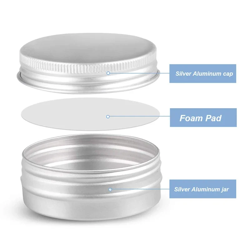 10Pcs 5/10/15/20/30/50/60g Empty Round Aluminum Tin Jars Cosmetic Container Refillable Tea Cans for Creams Balm Nail Candle Jar