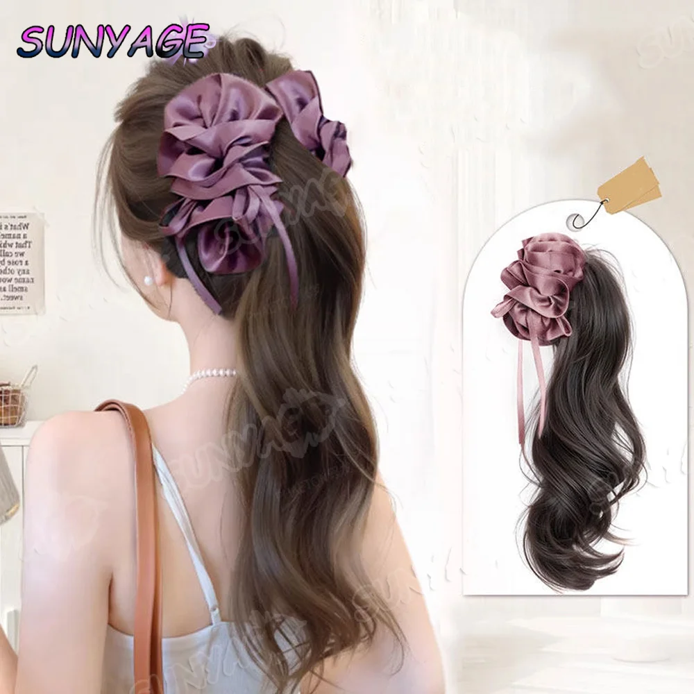 

Women's Synthetic Curly Ponytail Hair Extension with Banana Clip,Bow & Ribbon,Heat-Resistant,Perfect for Daily Use and Parties