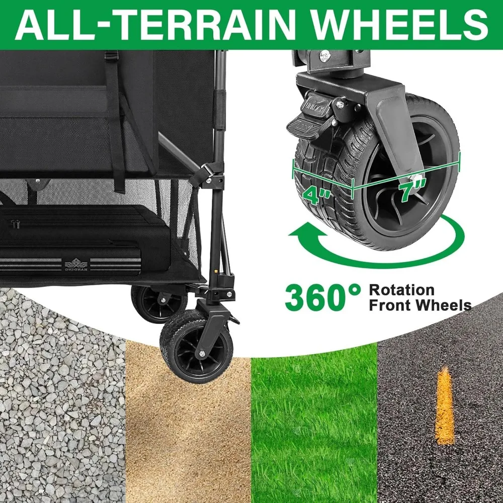 Collapsible 600lb Capacity 400L Sports Wagon with Large Wheels for Camping and Extended Utility Folding Cart