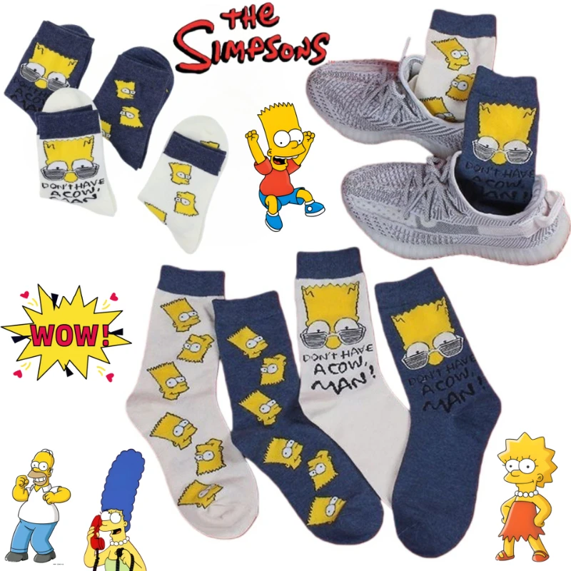 

The Simpsons Homer Bart Maggie cartoon cute socks for students are soft and comfortable moisture-wicking sports mid-calf socks