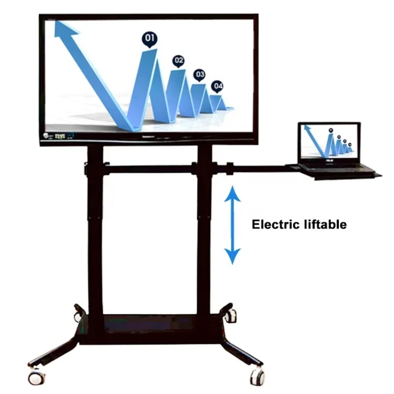 

Flippable Rotating 50 to 86 inch Interactive Touchable Screen Display Electric Mobile Floor Stand TV Lift Motorized