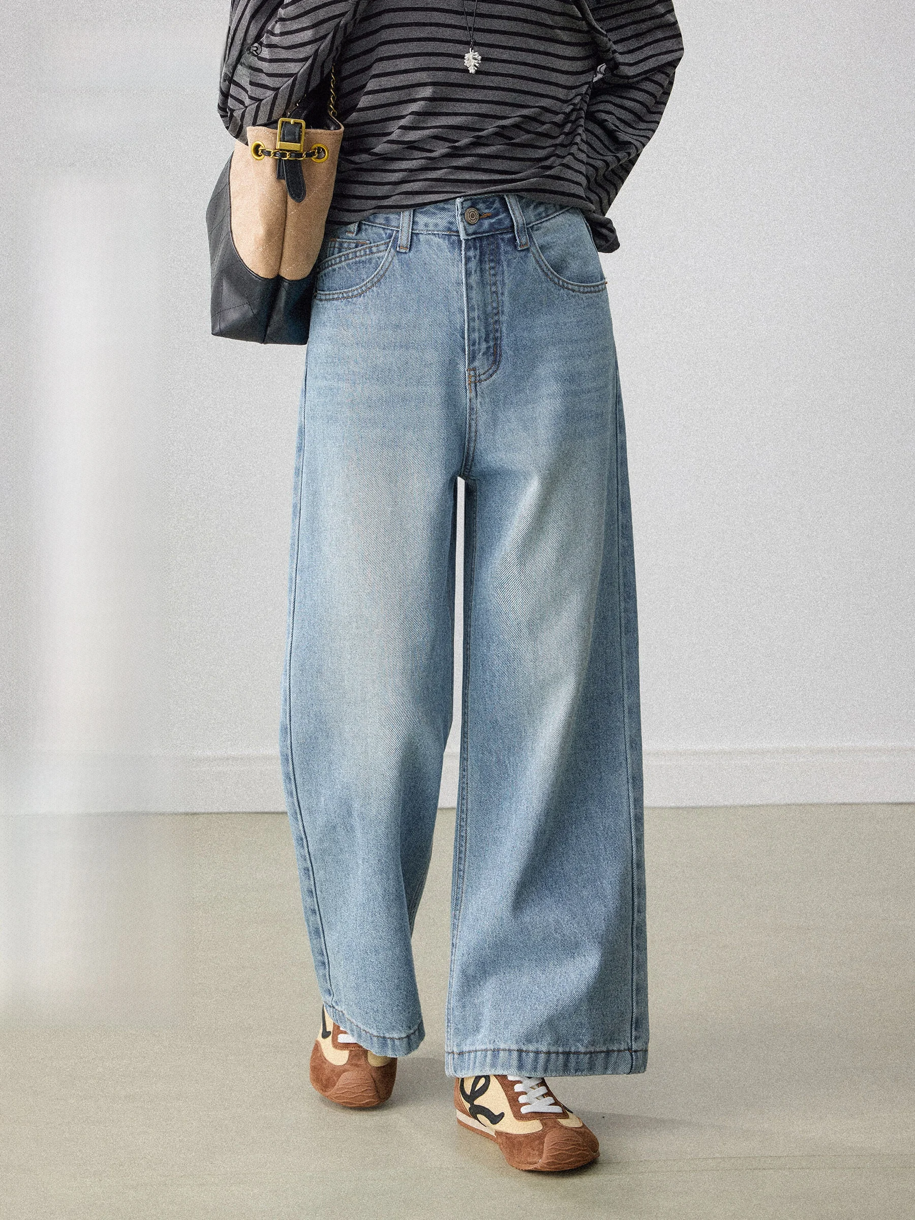 

Женские джинсы с высокой талией, прямые, светло-голубые, весна 2026, новые, свободные, широкие брюки для повседневной носки, с эффектом похудения