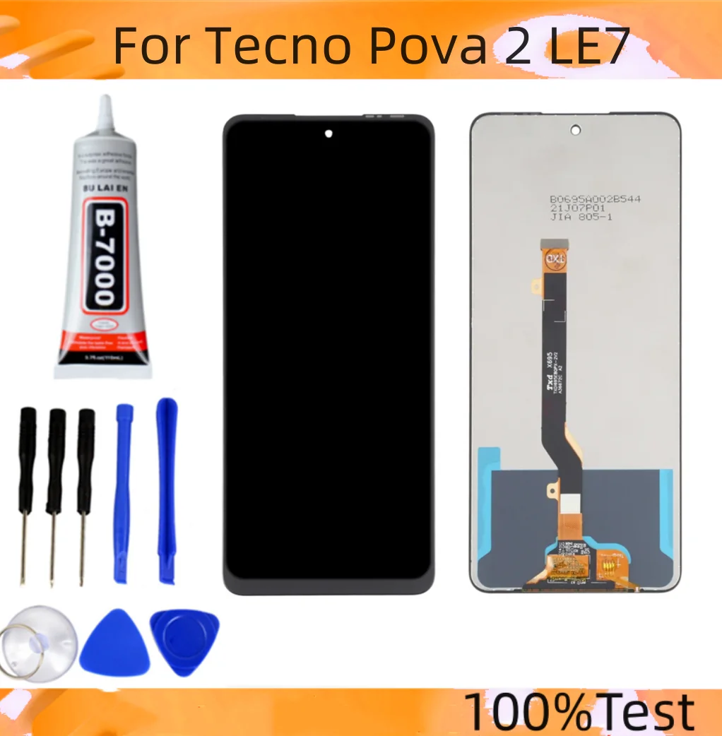 

ЖК-дисплей 6,9 дюйма для Tecno Pova 2 LE7 LE7n, сенсорная панель, дигитайзер, сенсор в сборе, запасные части для детской модели