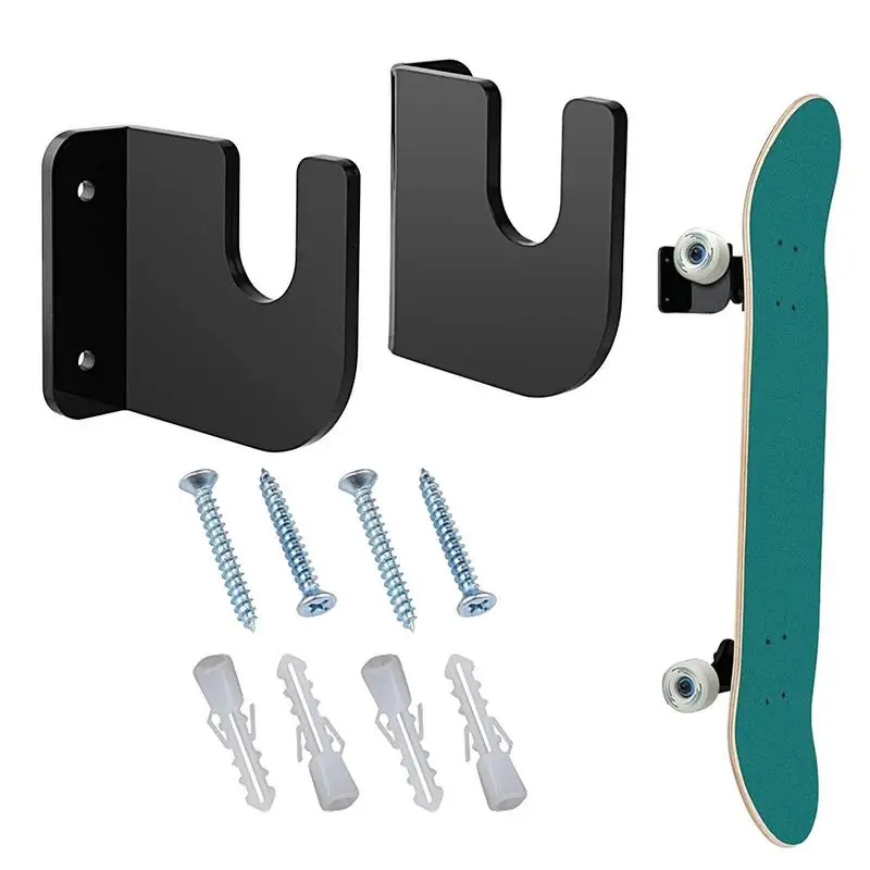 Longboard Wall Mount Acrylic Hanger Display 2pcs Skateboard Deck Organizer Installation Kit Bedroom Garage Shop Studio Wall