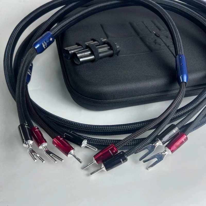 A Pair ThunderBird Speaker Cable Zero Full-Range & Bass Version with Silver Banana or Spade Plug for Amplifier HiFi