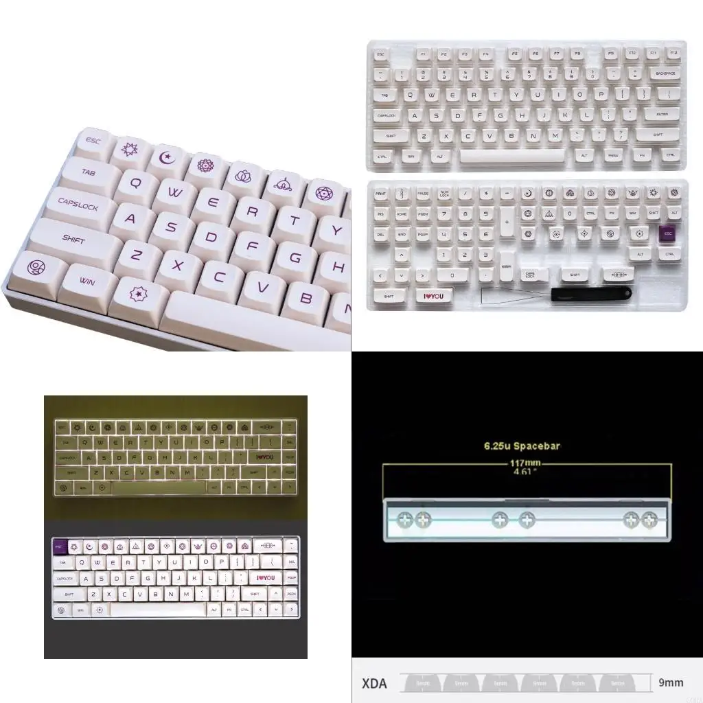 

CORA Full Set Of 137 Keycaps For 75 68 980 Layouts XDA Profile Milk Purplee PBT With Hot Sublimation Design