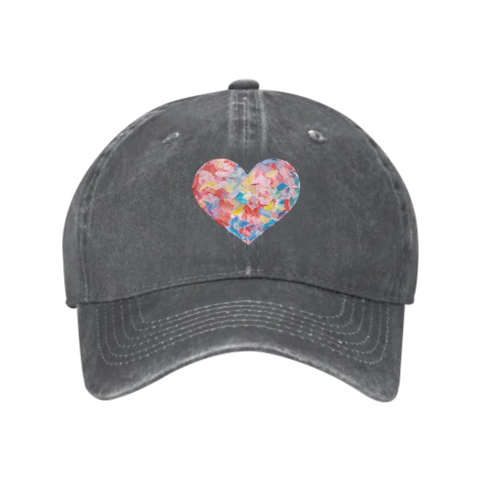 

Colorful Heart Denim Baseball Caps for Men Women Adjustable Fashion Casual Trucker Hats for Outdoor Fishing Activities