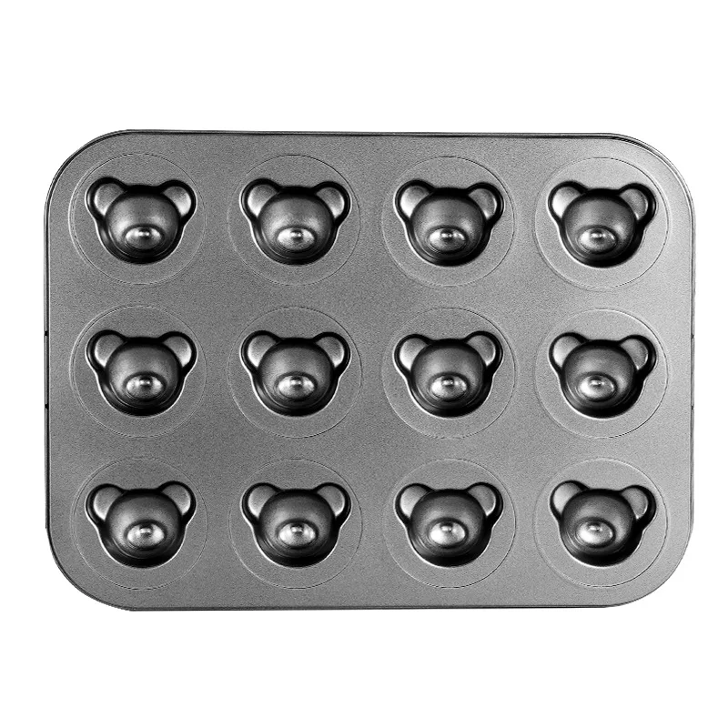 

4/6/8/9/12 Cavity Bear Bakeware Madeleine Baking Pan Animal Shape Muffin Cakes Home DIY Baking Mold Carbon Steel Decoration Tool