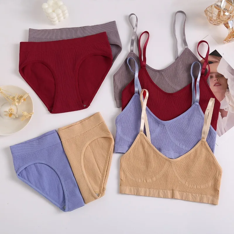 Cotton Women\'s Bra Women Tops Seamless Tank Female Padded Crop Tops Underwear Adjustable Shoulder Strap Bra Yoga Lingerie