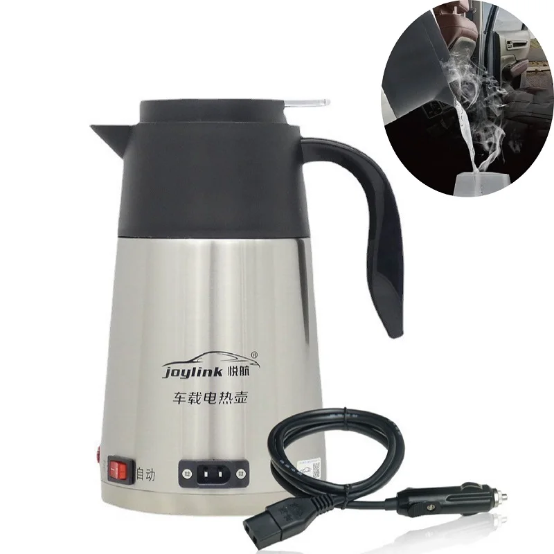 

24V Car Electric Kettle Tea Coffee Travel 304 Stainless Steel Car Kettle 100°C Outdoor Water Heater With Cigarette Lighter 1.2L