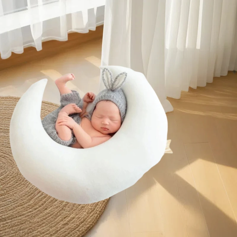 

Baby Photography Props for Newborns Clothing for Baby's First Month and Hundredth Day Moon Shaped Pillow Accessories and Styles