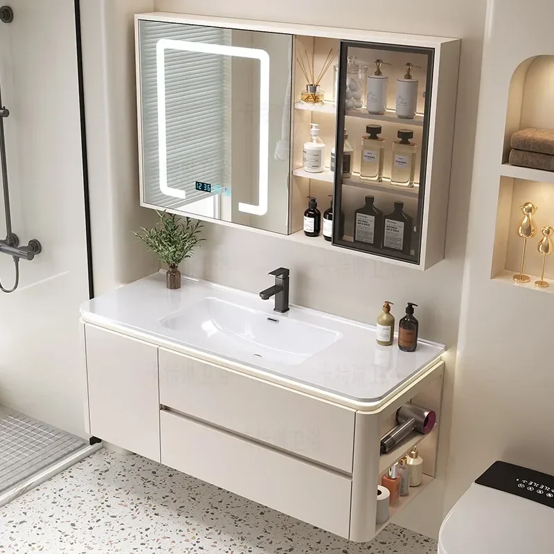 

Toilet Table Vintage Bathroom Cabinets Partition Vanity White Light Bathroom Cabinets Storage Mirror Mobiletto Bagno Furniture