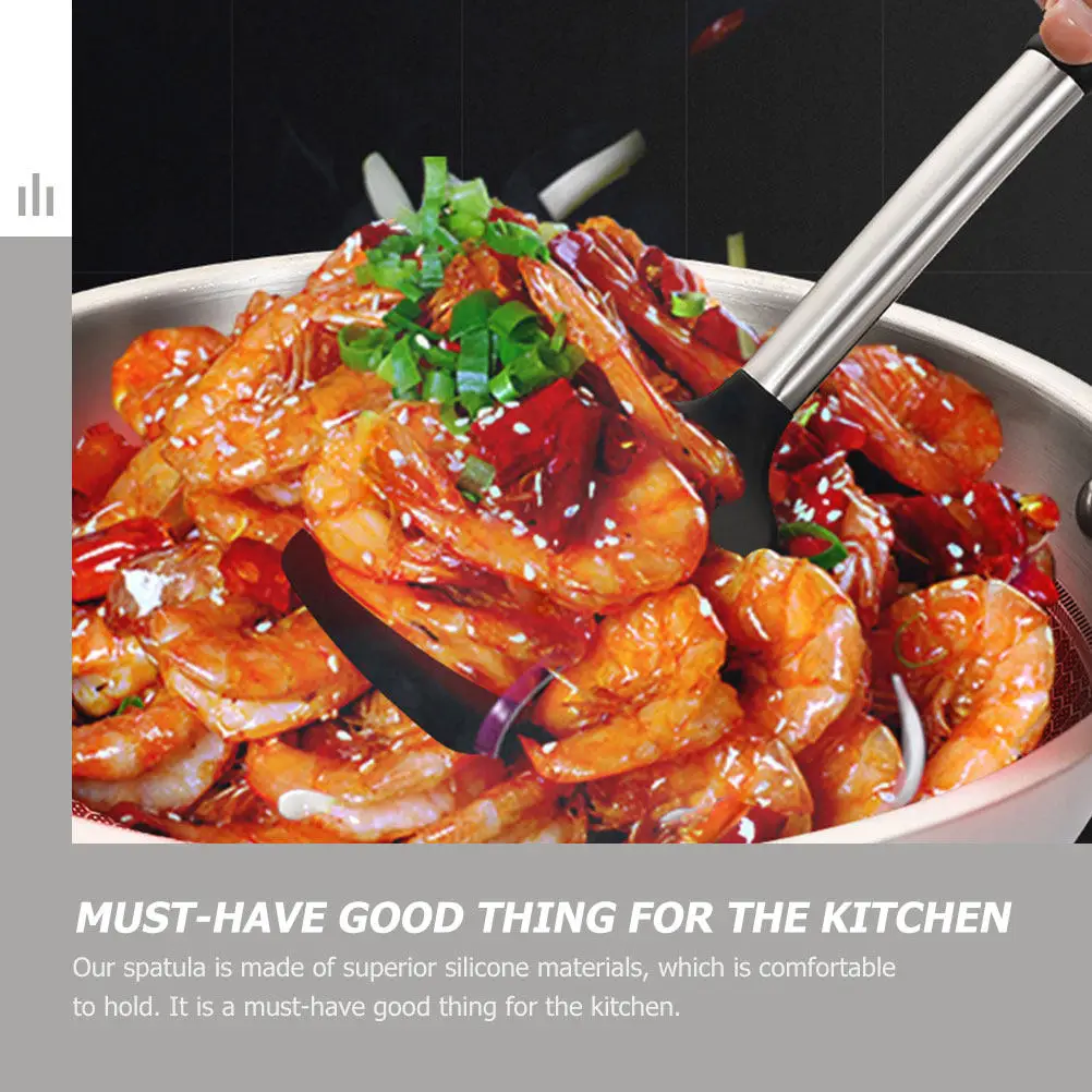 

Набор из 2 силиконовых лопаток для вока с эргономичной ручкой, антипригарным покрытием, долговечные, для жарки, кухонные принадлежности