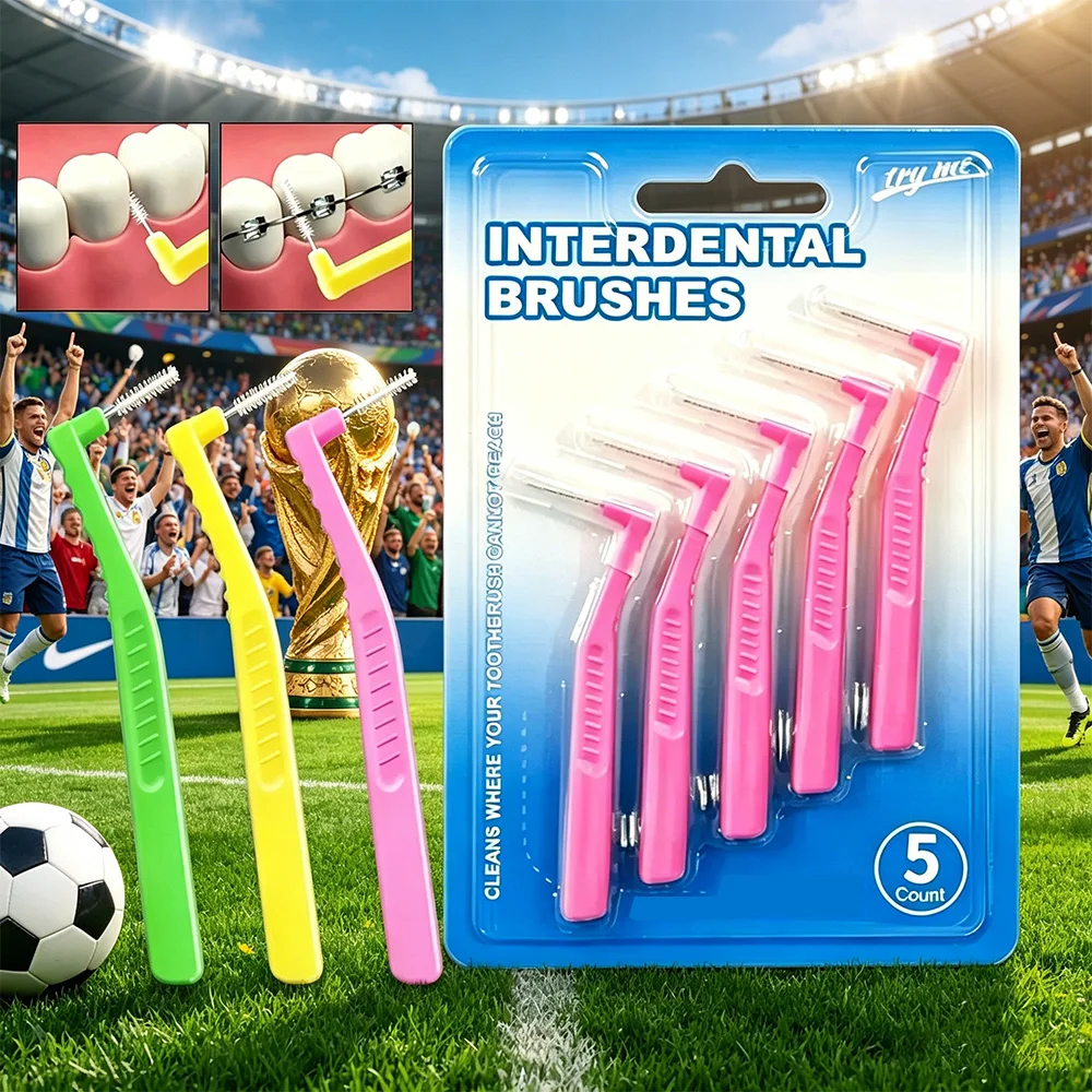 5PCS/2PCS-L type interdental brush soft rubber interdental brush oral cleaning brush - also suitable for orthodontic oral care