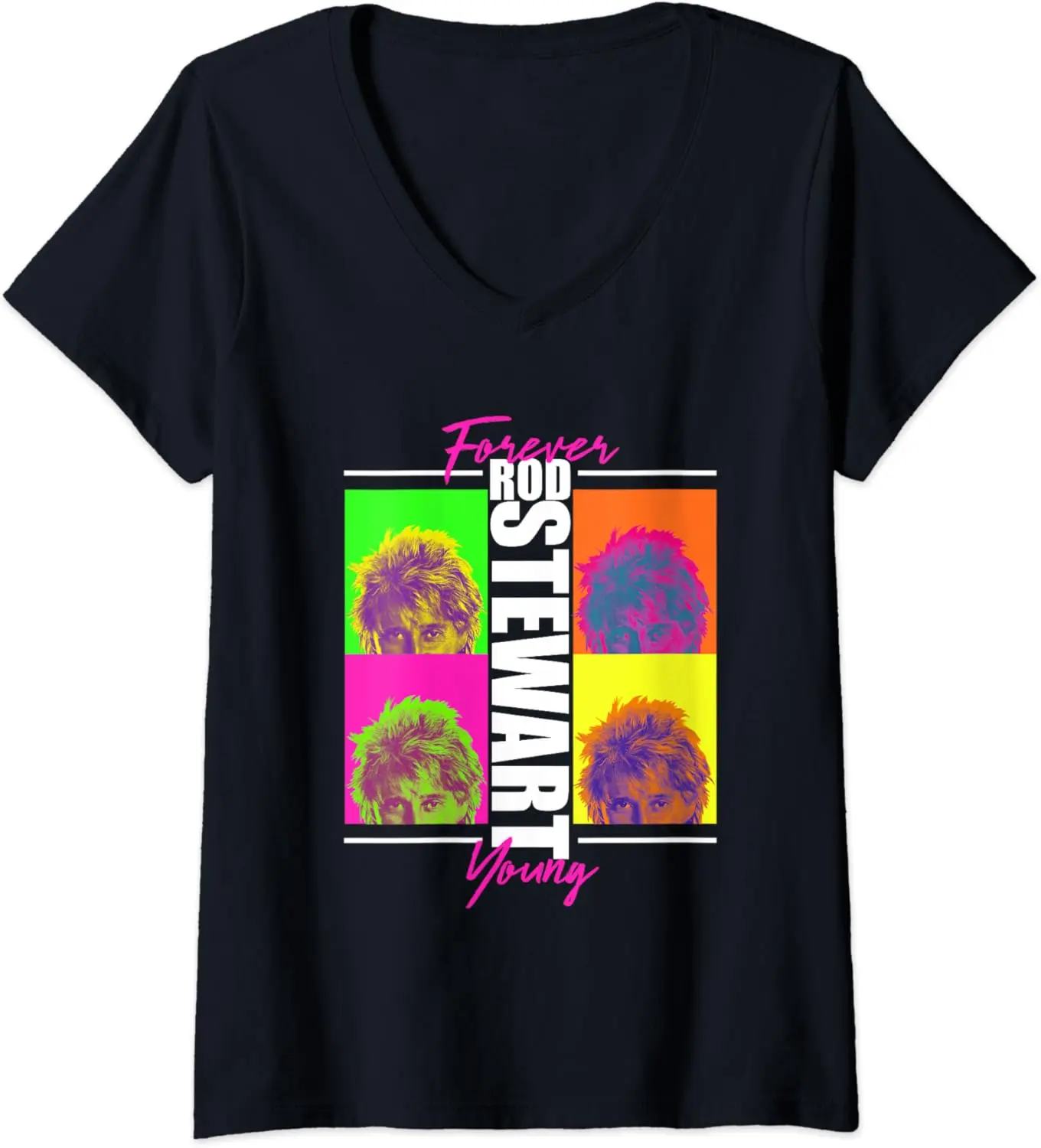 Womens Rod Stewart Forever Young V-Neck T-Shirt