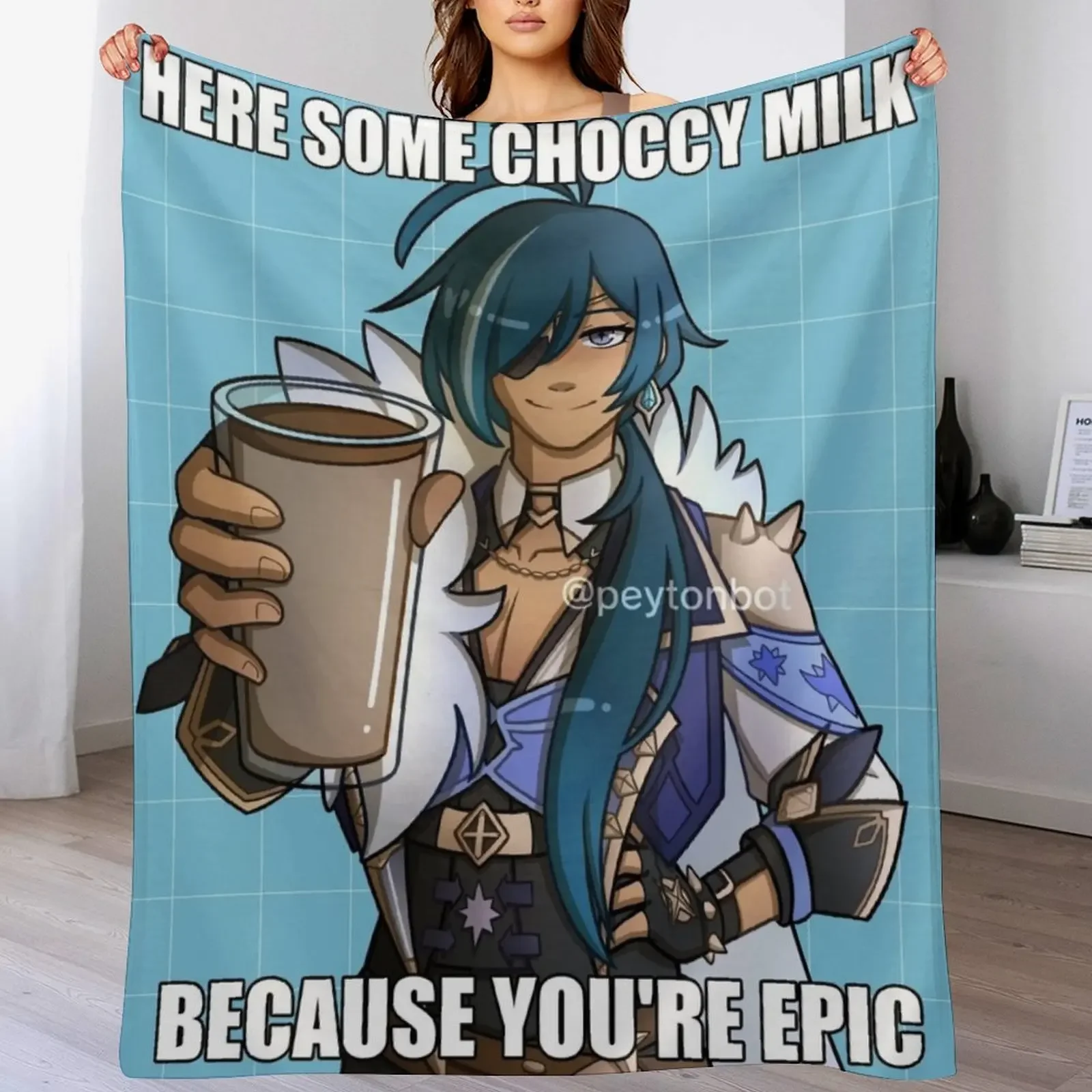 New Kaeya Gives You Choccy Milk Throw Blanket christmas gifts heavy to sleep anime Blankets