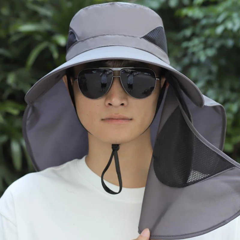 Summer Sun Hats UV Protection Outdoor Hunting Fishing Cap For Men Women Hiking Camping Visor Hat Removable Fisherman Hat