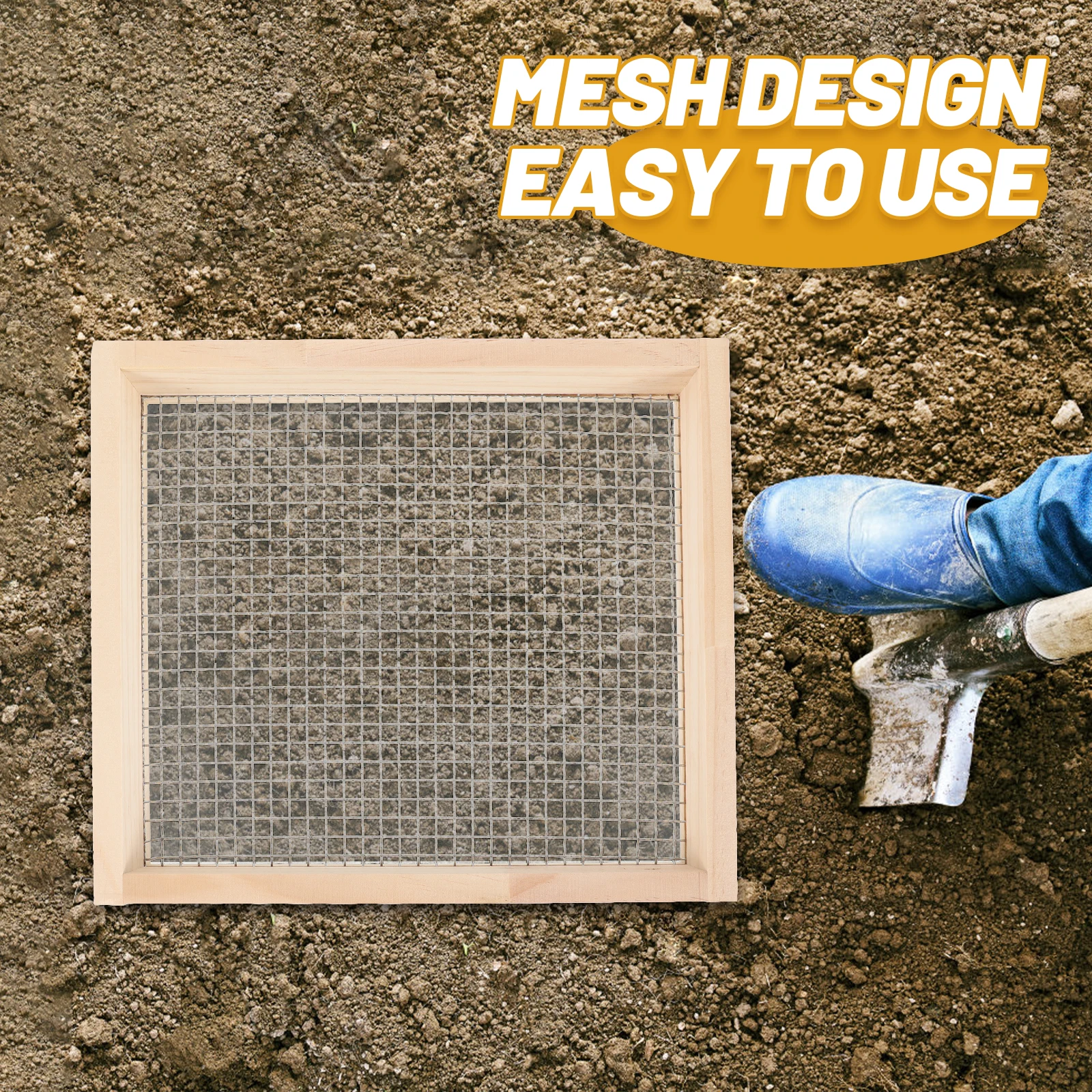 

Garden Soil Sieve Dirt Rock Leaves Lightweight Durable Mesh Design Wooden Handle Easy Carry Gardening Tool Soil Dirt Sifter