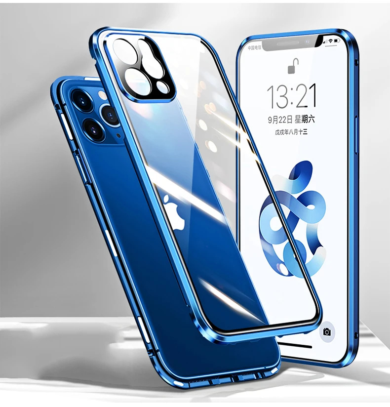 360 Metal Magnetic Glass Case For OPPO Find X5 Pro X3 Lite F21S Pro F23 5G Cases Lens Protection Cover Coque