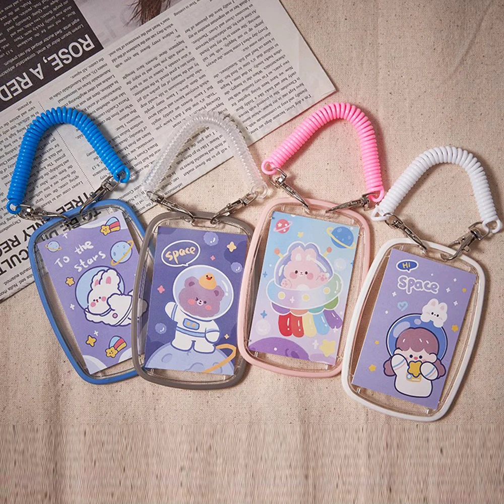 Cute Acrylic Work Card Holder Cover New Card Protective Case Photocard Holder Korean Idol Card Sleeve With Rope Double-sided