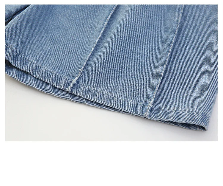 Neue Sommer-Jeansshorts für Kinder, Unterrock für Teenager-Mädchen, Lässiger Rock mit Shorts, Bunte Jeans-Culottes mit Knöpfen für Kinder – Detail 13