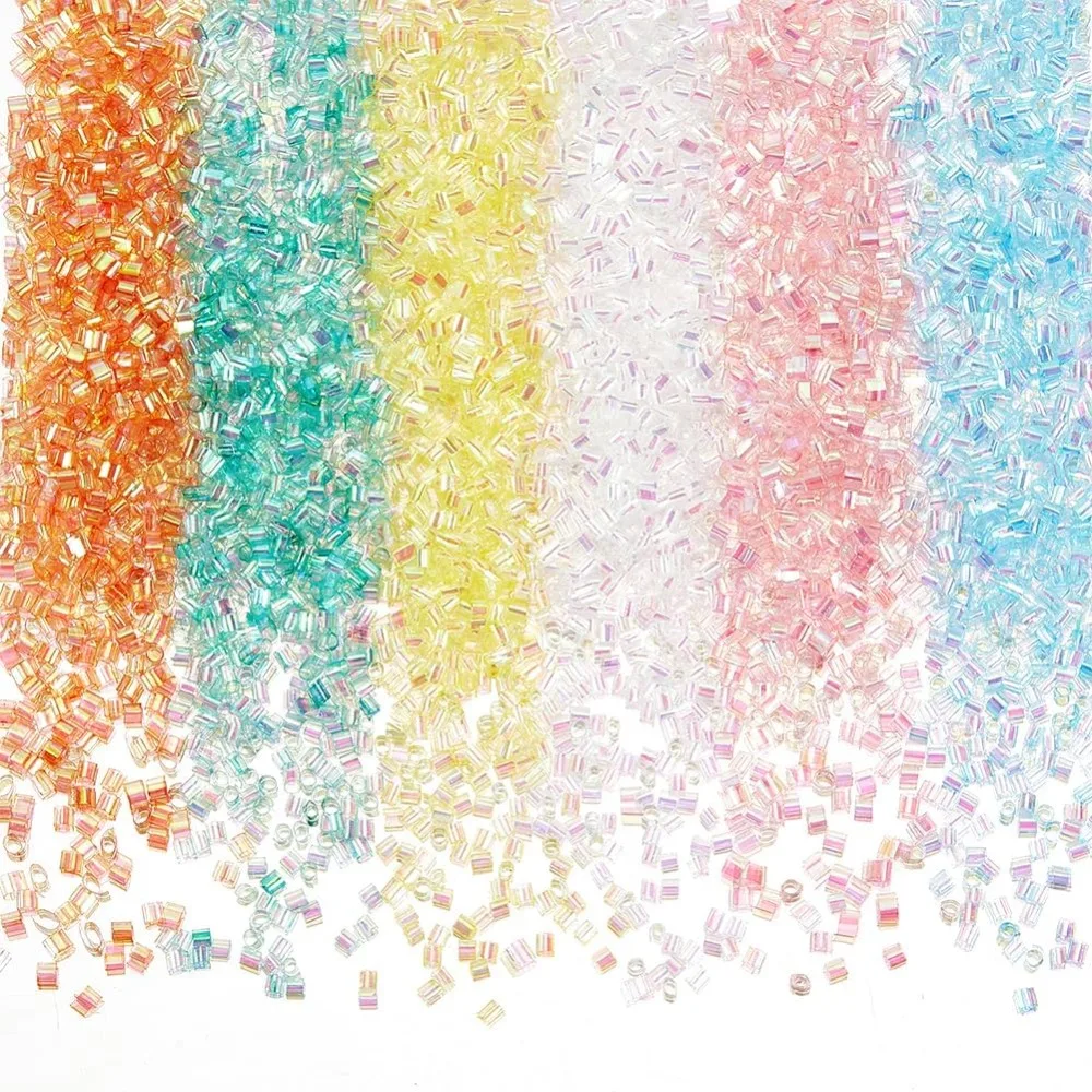 60g 6 Colors Bingsu Beads 3mm Mixed Colorful Iridescent Crispy Bingsu Beads Soft Straw Tube Bead Iridescent making kit