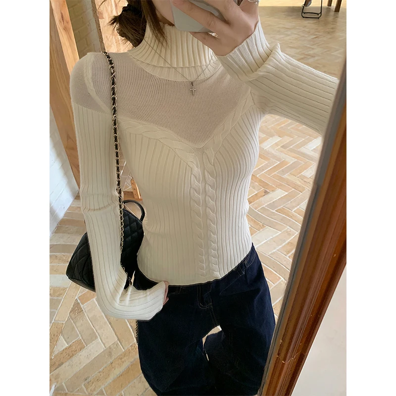 MEXZT Y2K سترة نسائية مفرغة مثيرة مقصوصة بلوفرات محبوكة سوداء ملابس الشارع الشهير ملابس تريكو شتوية ضيقة #5