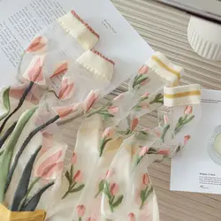 Fashion Socks For Women Summer Breathable Trendy Casual Women's Socks Cute Fashion Korean Style Transparent Lace Sweet