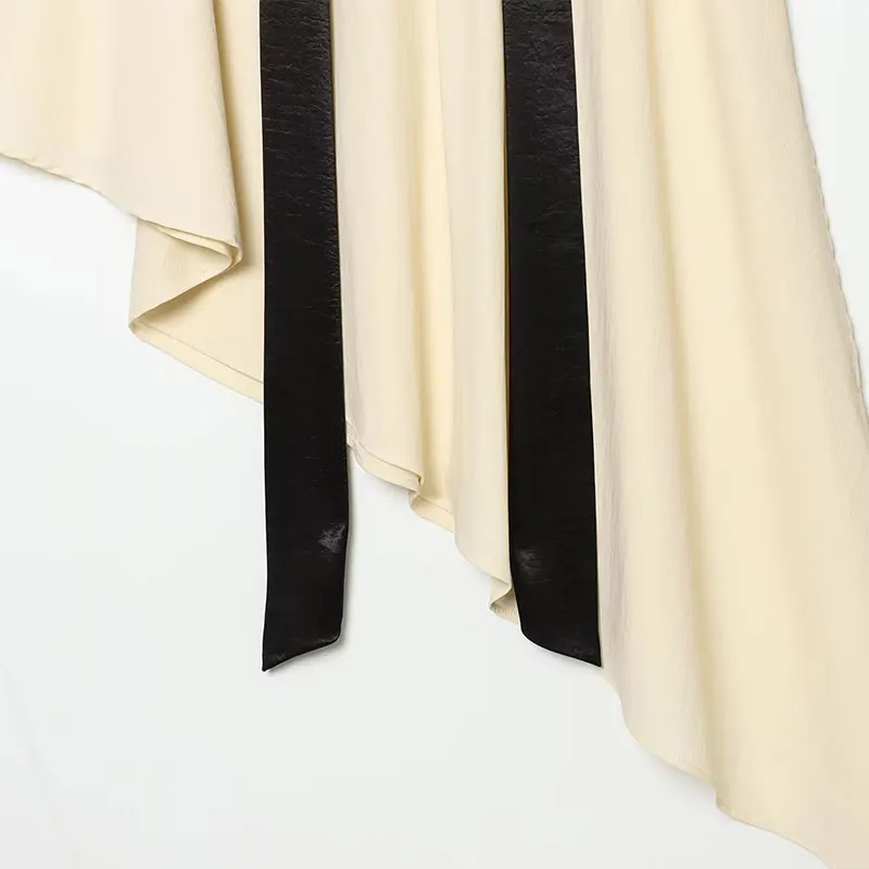 Nlzgmsj 2026  Elegant Women Asymmetric Hem Blouse With Long Scarf Decor Loose Casual Shirt For Daily Party Streetwear view 6