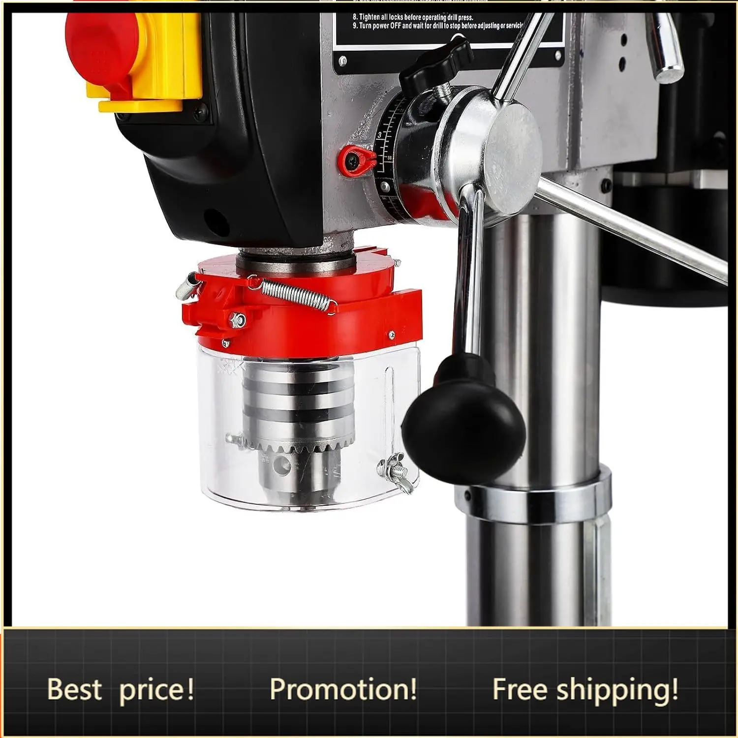 

15 in Floor Drill Press, 7.5 Amp 120V Pure Copper Motor, 288-3084 RPM Variable Speed Cast Iron Bench Drill Press, 0-45° Tilting
