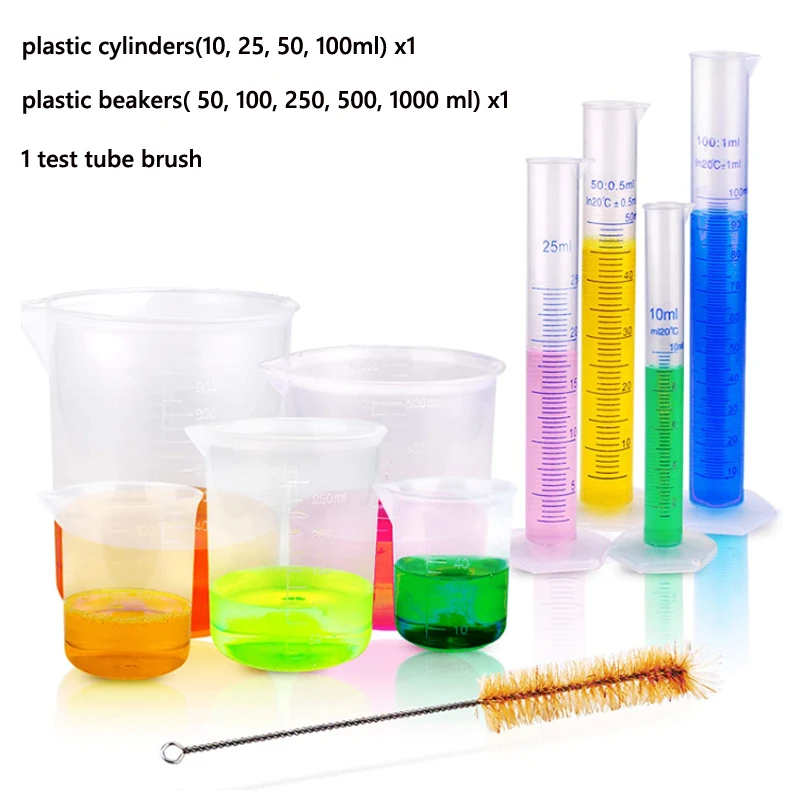 1pcs Transparent Measuring Plastic Graduated Cylinder Plastic  Trial Test Liquid Tube Lab Tool 10/ 25/ 50/ 100 /250 /500 /1000ml