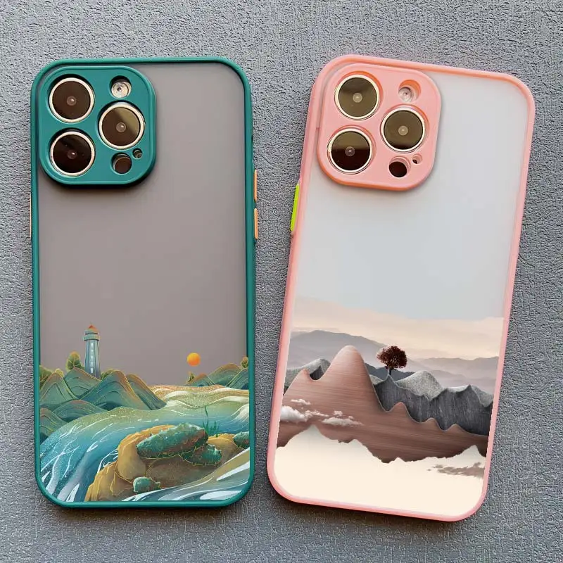 Aestheticism Landscape Painting Phone Case for iPhone 15 Pro Max 13 14 12 11 Pro Max Mini X XR XS 15 7 8 Plus SE2 X XS XR Covers