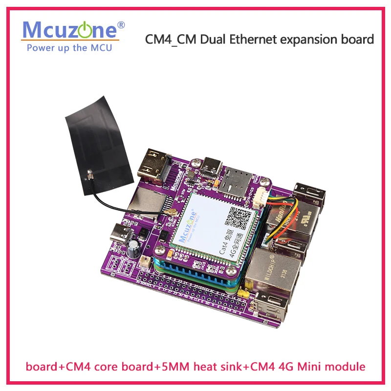CM4_CM Placa de expansión Ethernet dual RTC FAN USB2.0 Gbps Ethernet RPI OS, Ubuntu, KALI