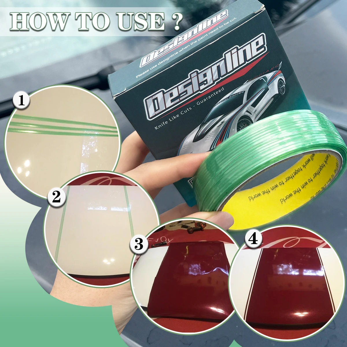 5/10/50m Car Vinyl Packaging Film Knife Free Tape Design Line Seamless Cutting Tool Car Film Packaging Cut Tape Tool Accessories view 5