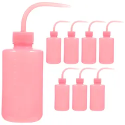 8pcs Eyelashes Cleaning Bottle Curved Spout Washing Bottle Eyebrow Remover Bottle Lash Bath Flask Eyelash Extension Makeup Tool