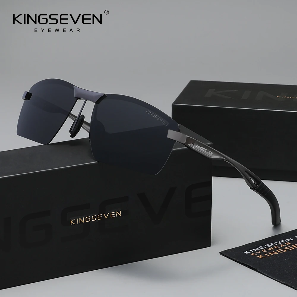 

Солнцезащитные очки KINGSEVEN в винтажном стиле для мужчин, поляризационные, с защитой от УФ-излучения UV400, модные, для активного отдыха, классические, высококачественные, без оправы, для бизнеса