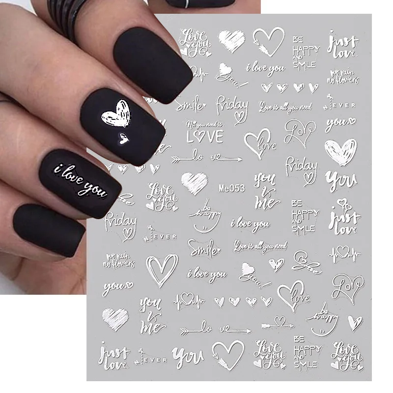 1PCS 3D Laser Heart Letter Nail Sticker Nail Art Decoration Flower Star Nail Accessories Decal Stickers Nail Supplies Nail Parts