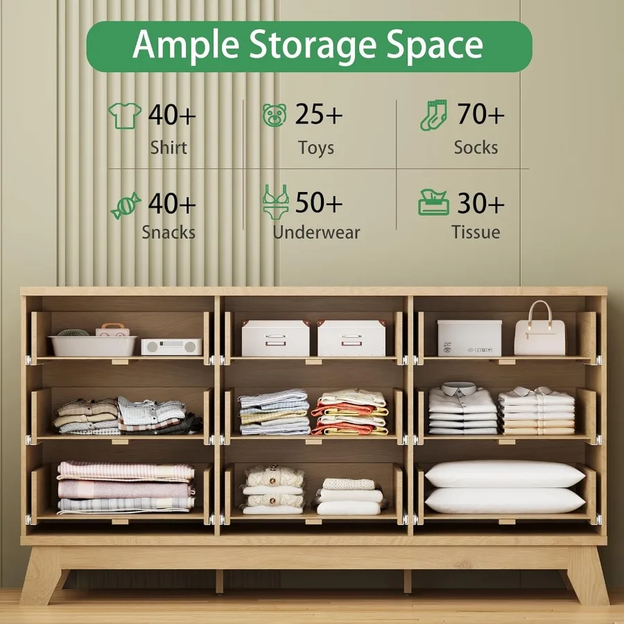 خزانة ملابس عصرية لغرفة النوم مع 9 أدراج و57 خزانة خشبية واسعة تتميز بمقابض معدنية وتلفزيون بلمسة نهائية من خشب البلوط الطبيعي